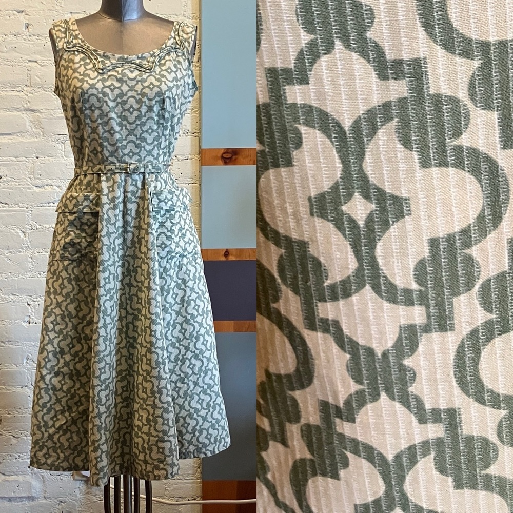 Vintage 50s Cotton Belle cotton midi dress with belt size small
